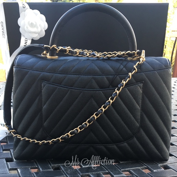 CHANEL Authentic CC Coco Handle Flap Bag Caviar - Picture 3 of 8